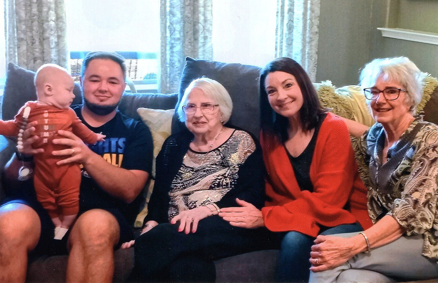 Five generations of one family gathered recently for a photo. They include, from left, Jacob Davis holding Josiah Davis, from Tyler, Patricia Wieland from Katy, Heidi Davis from Quitman and Linda Wray from Mineola. 